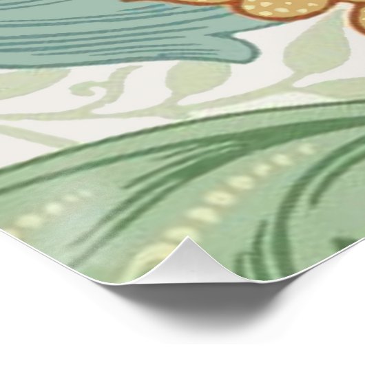 William Morris Single Stem Floral Pattern Poster (Ecke)