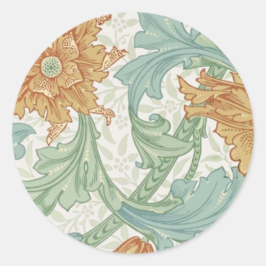 William Morris Single Stem Floral Pattern Runder Aufkleber (Vorderseite)
