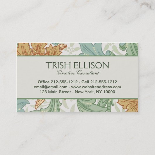 William Morris Single Stem Floral Pattern Visitenkarte (Rückseite)