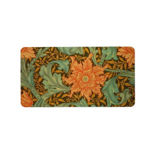 William Morris Single Stem Muster Art Nouveau Adressaufkleber (Vorne)