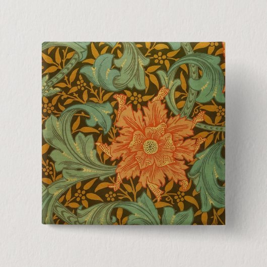 William Morris Single Stem Muster Art Nouveau Button (Vorderseite)