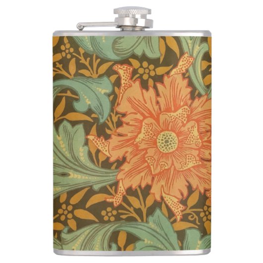 William Morris Single Stem Muster Art Nouveau Flachmann (Vorderseite)