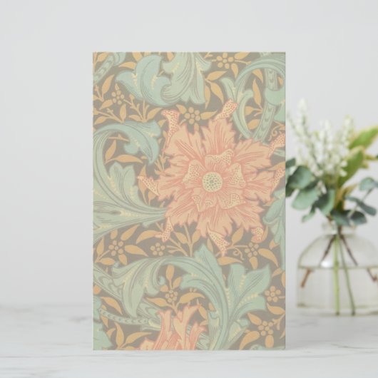 William Morris Single Stem Pattern Art Nouveau Briefpapier (Stehend Vorderseite)
