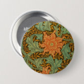 William Morris Single Stem Pattern Art Nouveau Button (Vorne & Hinten)