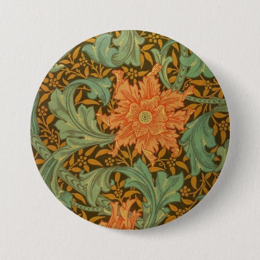 William Morris Single Stem Pattern Art Nouveau Button (Vorderseite)