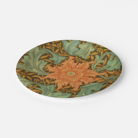William Morris Single Stem Pattern Art Nouveau Pappteller (Schrägansicht)