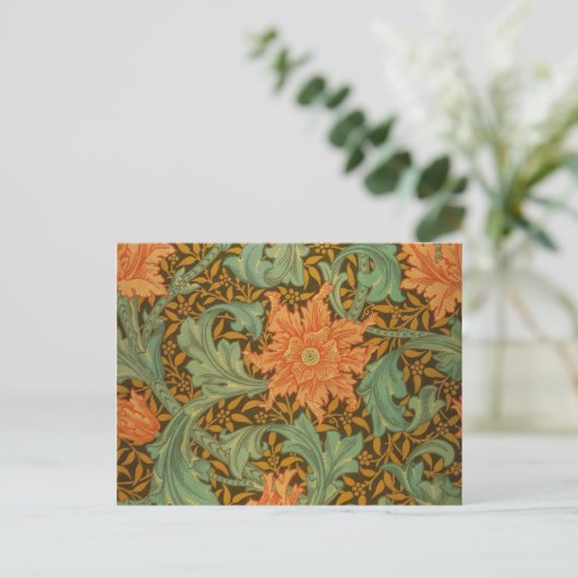 William Morris Single Stem Pattern Art Nouveau Postkarte (Stehend Vorderseite)