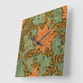William Morris Single Stem Pattern Art Nouveau Quadratische Wanduhr (Winkel)