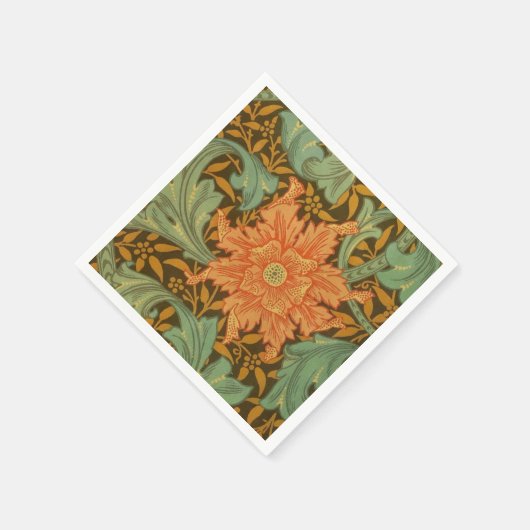 William Morris Single Stem Pattern Art Nouveau Serviette (Ecke)