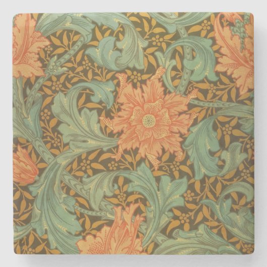William Morris Single Stem Pattern Art Nouveau Steinuntersetzer (Vorderseite)
