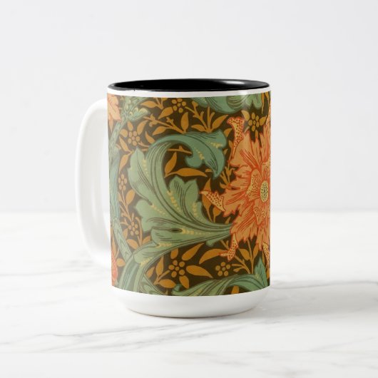 William Morris Single Stem Pattern Art Nouveau Zweifarbige Tasse (Vorderseite Links)