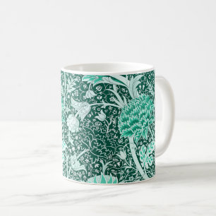 William Morris Smaragdgrünes Blumenmuster Kaffeetasse