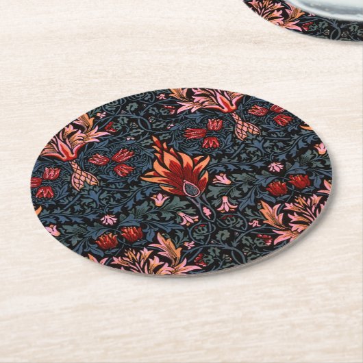 William Morris Snakeshead Dark Pattern Runder Pappuntersetzer (Angewinkelt)