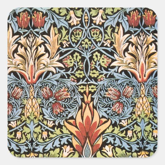 William Morris Snakeshead Design Quadratischer Aufkleber (Vorderseite)