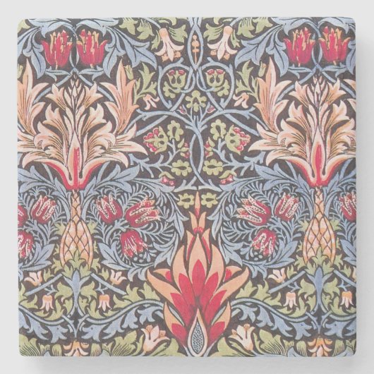 William Morris Snakeshead Floral Art Nouveau Steinuntersetzer (Vorderseite)
