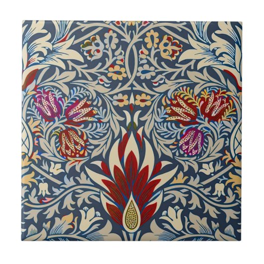 William Morris Snakeshead Floral Classic Dark Blue Fliese (Vorderseite)
