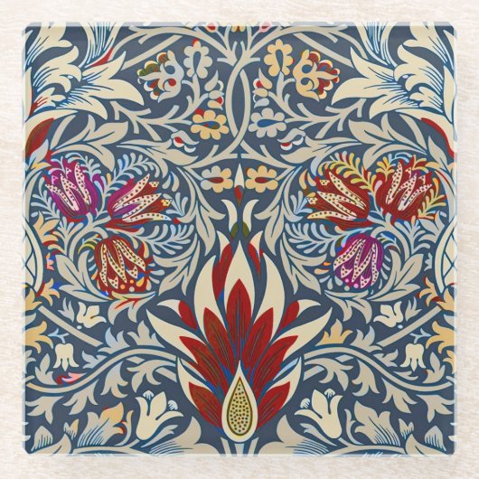 William Morris Snakeshead Floral Classic Dark Blue Glasuntersetzer (Vorderseite)