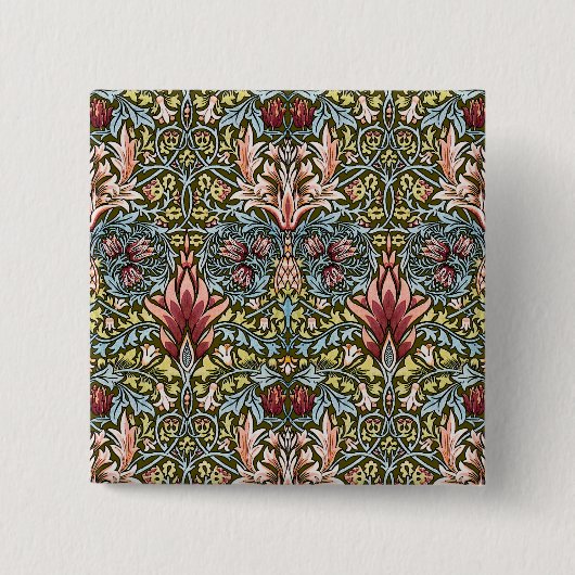 William Morris Snakeshead Floral Pattern Button (Vorderseite)