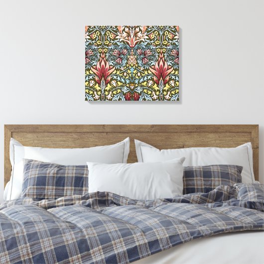 William Morris Snakeshead Floral Pattern Leinwanddruck (Insitu (Schlafzimmer))