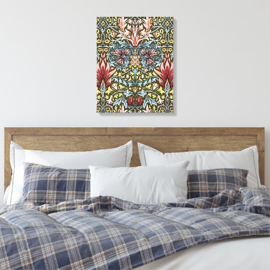 William Morris Snakeshead Floral Pattern Leinwanddruck (Insitu (Schlafzimmer))