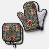 William Morris Snakeshead Floral Pattern Ofenhandschuh & Topflappen-Set (Vorderseite/Rückseite)