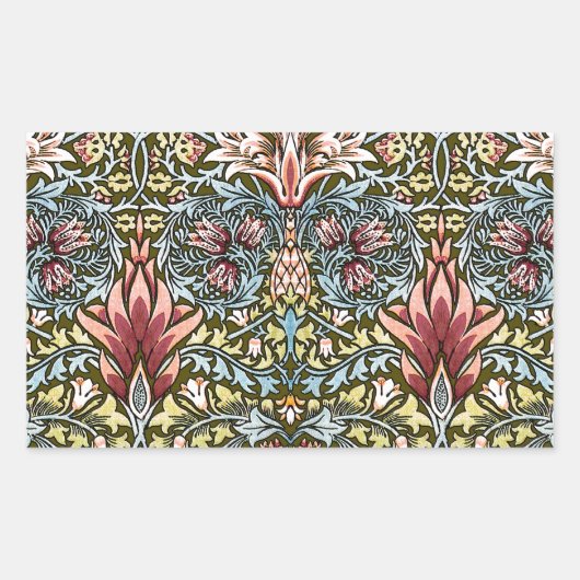 William Morris Snakeshead Floral Pattern Rechteckiger Aufkleber (Vorderseite)