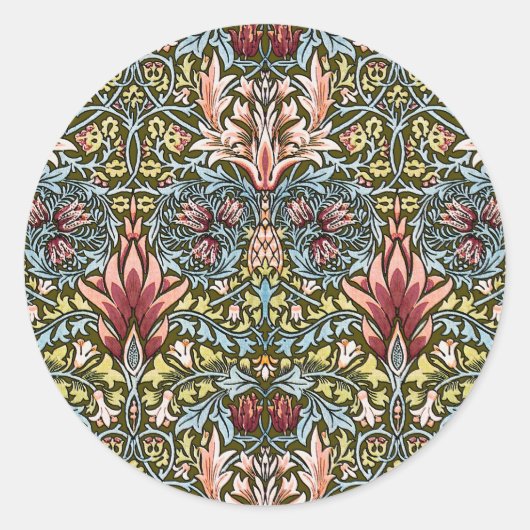 William Morris Snakeshead Floral Pattern Runder Aufkleber (Vorderseite)