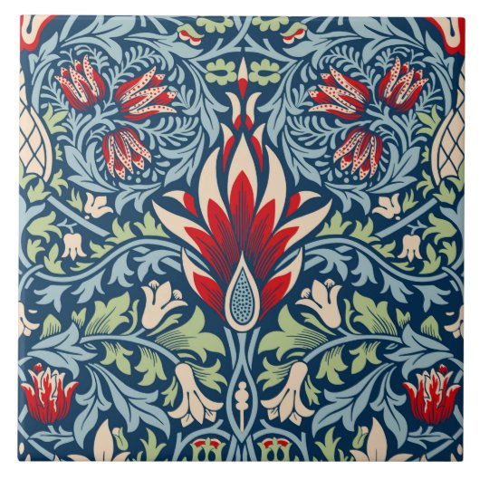 William Morris Snakeshead Fritillary Floral Design Fliese (Vorderseite)