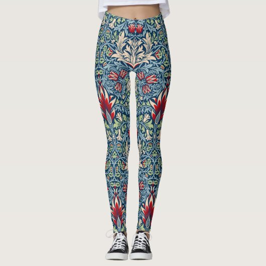William Morris Snakeshead Fritillary Floral Design Leggings (Vorderseite)