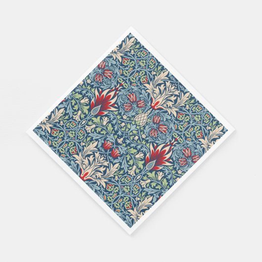 William Morris Snakeshead Fritillary Floral Design Serviette (Ecke)