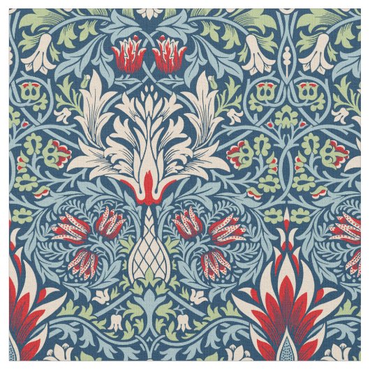 William Morris Snakeshead Fritillary Floral Design Stoff (Nahaufnahme)