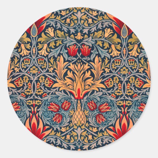 William Morris Snakeshead Red Version Runder Aufkleber (Vorderseite)