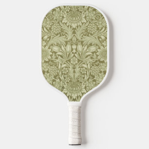 William Morris Sonnenblume Vintage Oliv Damast Pickleball Schläger