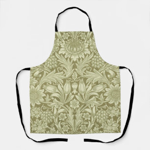 William Morris Sonnenblume Vintage Oliv Damast Schürze