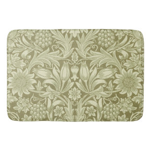 William Morris Sonnenblume Vintage Olive Damast Badematte