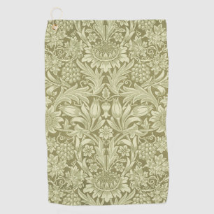 William Morris Sonnenblume Vintage Olive Damast Golfhandtuch