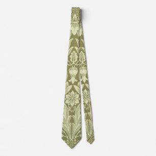 William Morris Sonnenblume Vintage Olive Damast Krawatte