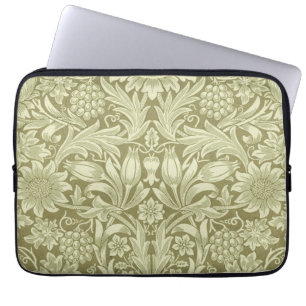 William Morris Sonnenblume Vintage Olive Damast Laptopschutzhülle