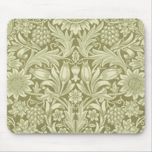William Morris Sonnenblume Vintage Olive Damast Mousepad