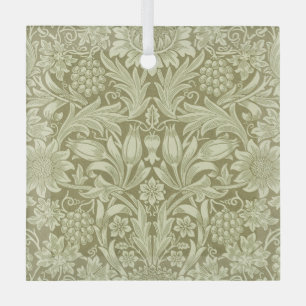 William Morris Sonnenblume Vintage Olive Damast Ornament Aus Glas
