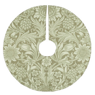 William Morris Sonnenblume Vintage Olive Damast Polyester Weihnachtsbaumdecke