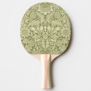 William Morris Sonnenblume Vintage Olive Damast Tischtennis Schläger