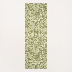 William Morris Sonnenblume Vintage Olive Damast Yogamatte