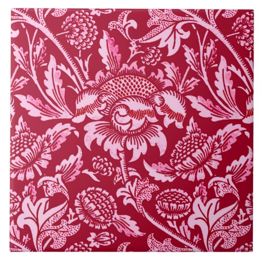 William Morris Sonnenblumen, Burgund und Pink Fliese (Vorderseite)