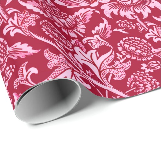 William Morris Sonnenblumen, Burgund und Pink Geschenkpapier (Rolleneckpunkt)