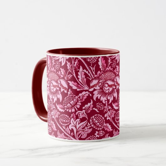 William Morris Sonnenblumen, Burgund und Pink Tasse (Vorderseite Links)