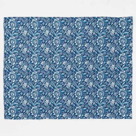 William Morris Sonnenblumen, Dunkelblau und Weiß Fleecedecke (Vorderseite (Horizontal))