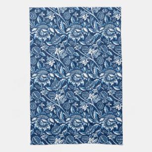 William Morris Sonnenblumen, Dunkelblau und Weiß Geschirrtuch