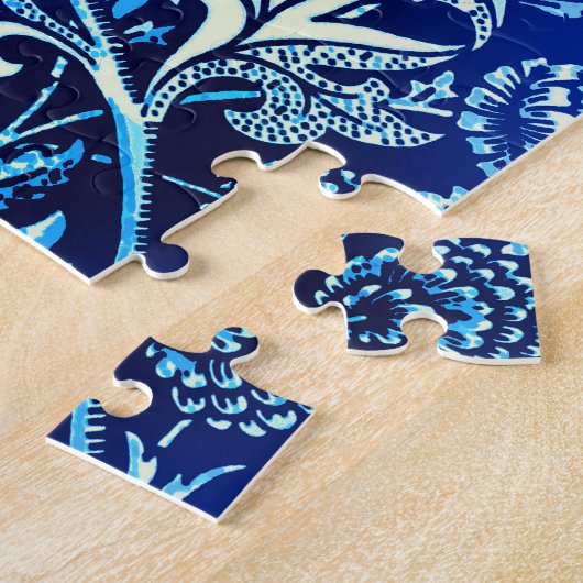 William Morris Sonnenblumen, Dunkelblau und Weiß Puzzle (Seite)
