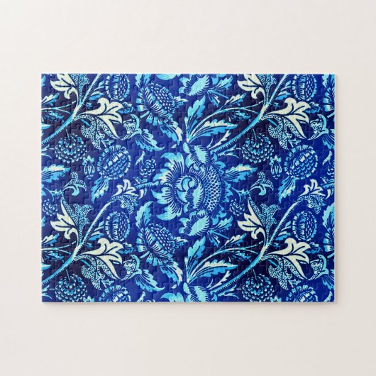 William Morris Sonnenblumen, Dunkelblau und Weiß Puzzle (Horizontal)